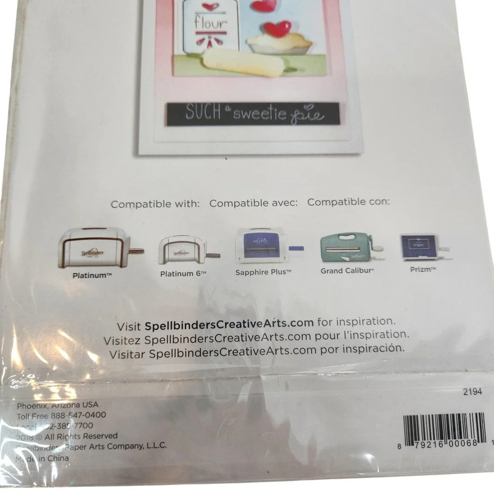 Spellbinders Flour Power Stamp & Die Template Set 5 Dies 8 Stamps Baking SDS-124